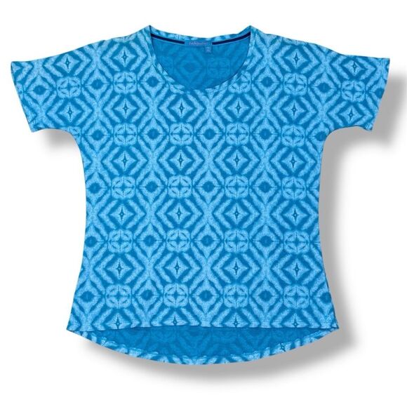 Fresh Produce Geometric Print Hemp Cotton Short Sleeve Shirt Blue Small - Picture 11 of 11